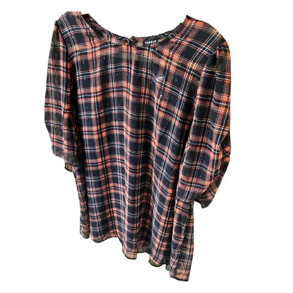 NEW TORRID Plus Size Chiffon Lurex Ruched Sleeve Blouse With Attached Cami - Picture 3 of 15